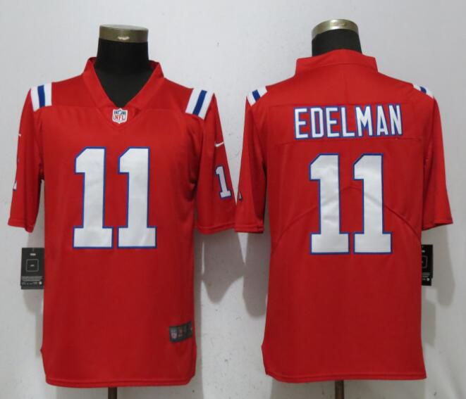 Men New England Patriots #11 Edelman Red Vapor Untouchable Player Nike Limited NFL Jerseys